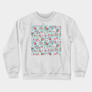 Red Winter Floral Design Crewneck Sweatshirt